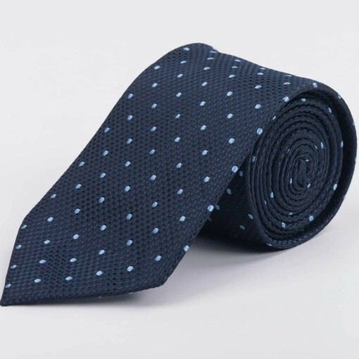 Кликните для увеличения изображения Прокат темно-синего галстука с голубым узором для мужского костюма