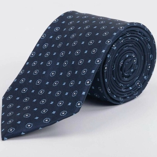 Кликните для увеличения изображения Прокат синего галстука с голубым узором для мужского костюма