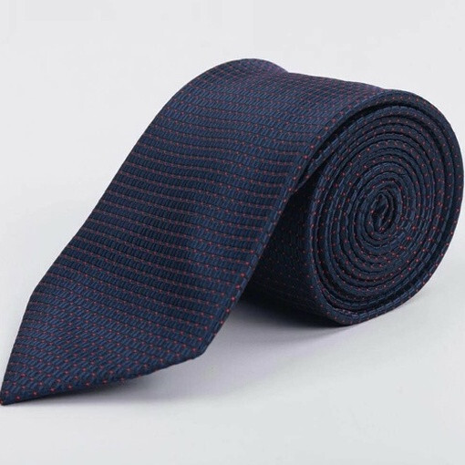 Кликните для увеличения изображения Прокат синего галстука с красным узором для мужского костюма