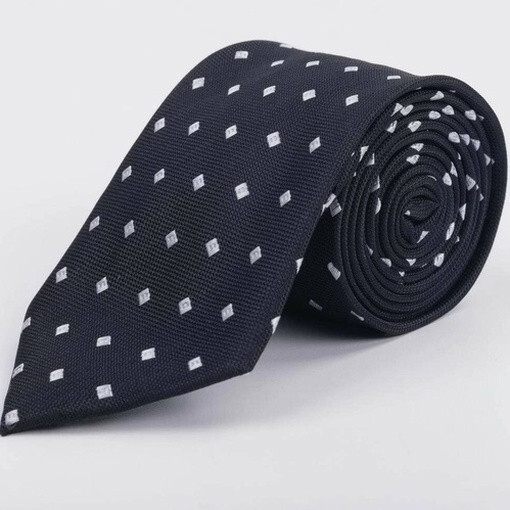 Кликните для увеличения изображения Прокат черного галстука с белым узором для мужского костюма