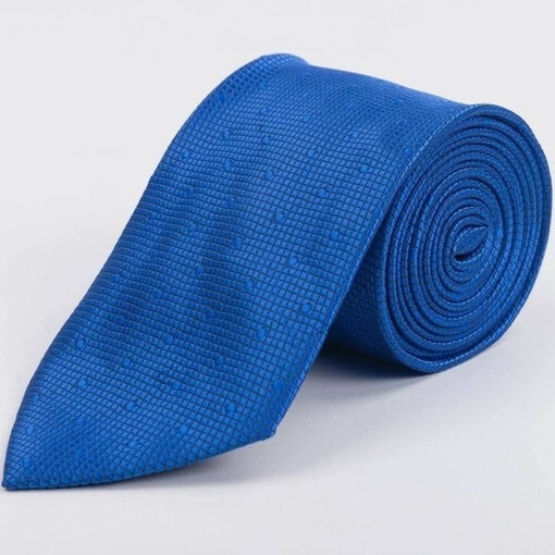 Кликните для увеличения изображения Прокат синего фактурного галстука с мелким узором для мужских костюмов