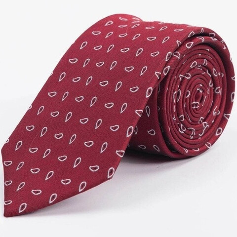 Аренда галстука бордового цвета с белым узором для мужского костюма