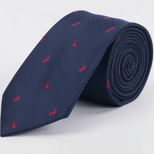 Кликните для увеличения изображения Аренда галстука синего цвета с красным узором для мужского костюма