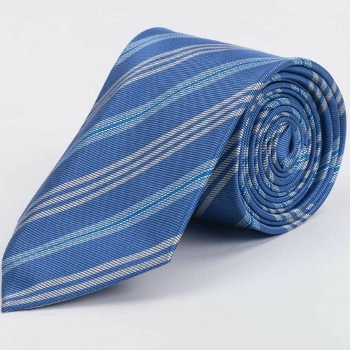 Кликните для увеличения изображения Аренда галстука синего цвета в крупную полоску для мужских костюмов