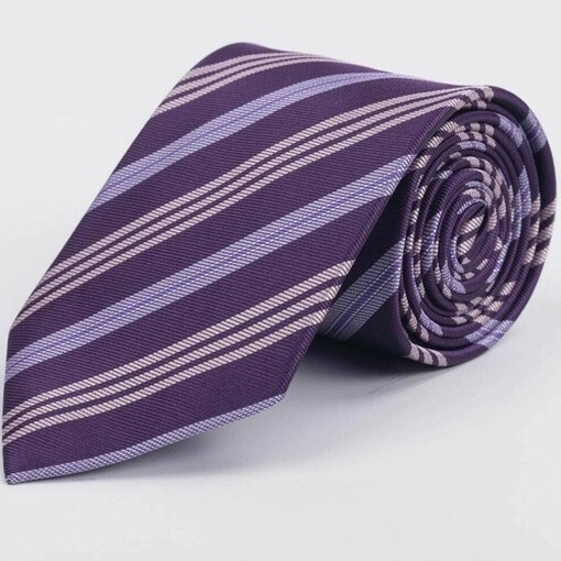 Кликните для увеличения изображения Аренда галстука фиолетового цвета в крупную полоску для мужских костюмов