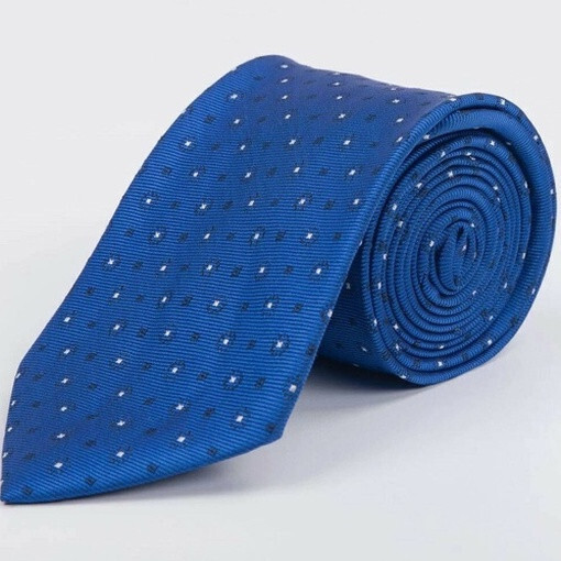 Кликните для увеличения изображения Аренда галстука синего цвета с белым узором для мужских костюмов