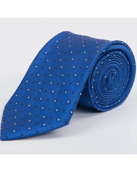 Аренда галстука синего цвета с белым узором для мужских костюмов, изображение 1