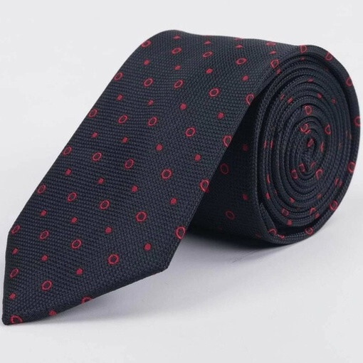 Кликните для увеличения изображения Аренда галстука черного цвета с красным узором для мужского костюма