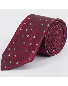 Прокат галстука бордового цвета с разноцветным узором для мужского костюма, изображение 1