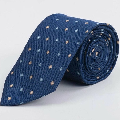 Кликните для увеличения изображения Аренда галстука синего цвета с фактурным разноцветным узором для мужских костюмов