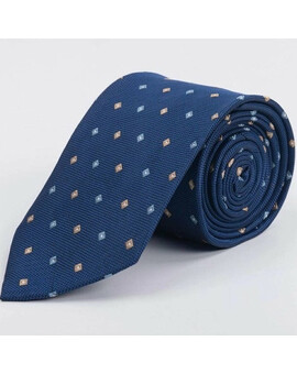 Аренда галстука синего цвета с фактурным разноцветным узором для мужских костюмов, изображение 1