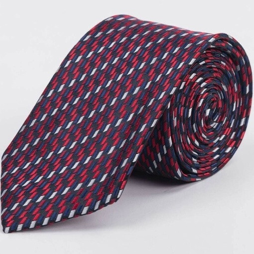 Кликните для увеличения изображения Аренда галстука бордового цвета с разноцветным узором для мужских костюмов