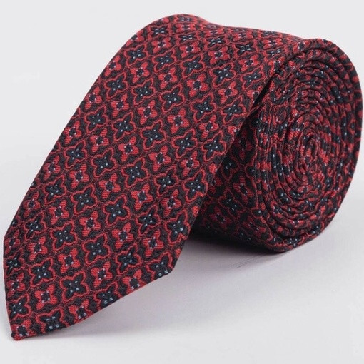Кликните для увеличения изображения Прокат галстука бардового цвета с чередующимся разноцветным узором для мужского костюма