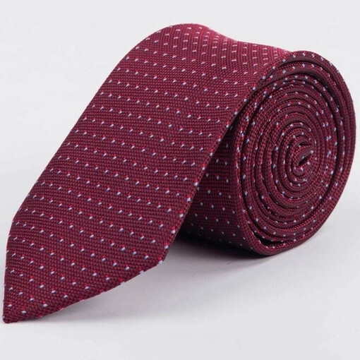 Кликните для увеличения изображения Прокат галстука бордового цвета с двухцветным узором для мужского костюма