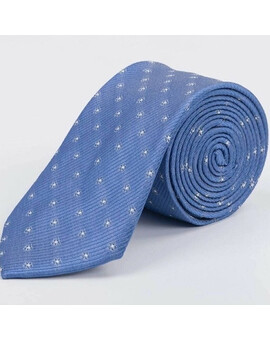 Прокат галстука голубого цвета с белым узором для мужского костюма, изображение 1