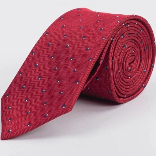 Кликните для увеличения изображения Прокат галстука бардового цвета с редким разноцветным узором для мужского костюма