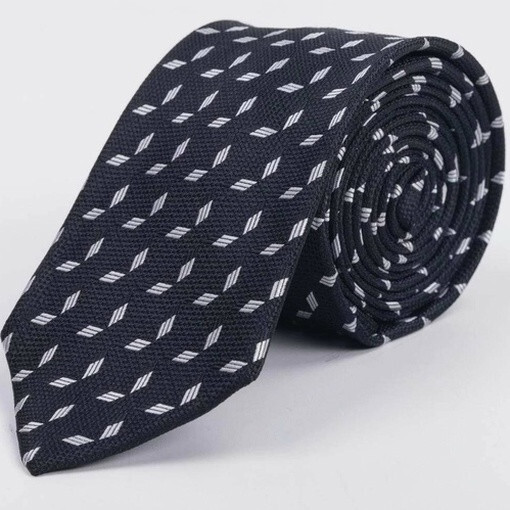 Кликните для увеличения изображения Прокат галстука черного цвета с белым узором для мужских костюмов