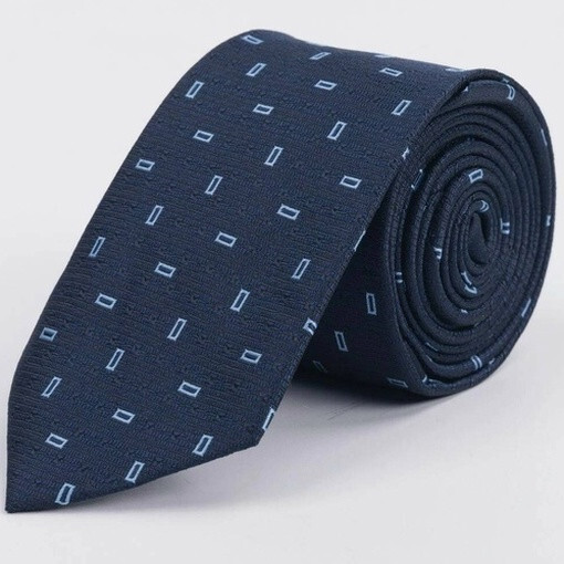 Кликните для увеличения изображения Прокат галстука темно-синего цвета с прямоугольным узором для мужских костюмов