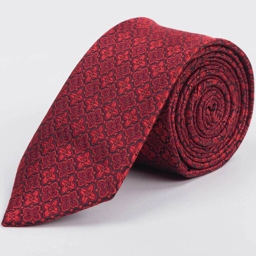 Кликните для увеличения изображения Прокат галстука красного цвета с чередующимся узором для мужских костюмов