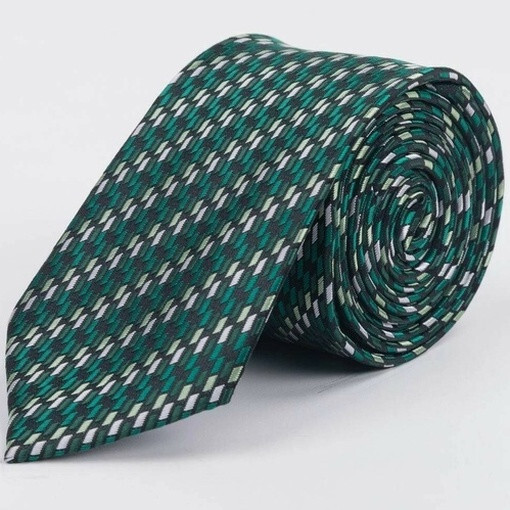 Кликните для увеличения изображения Прокат галстука зеленого цвета в узорную полоску для мужских костюмов