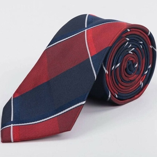 Кликните для увеличения изображения Прокат галстука красного цвета в крупную клетку для мужских костюмов