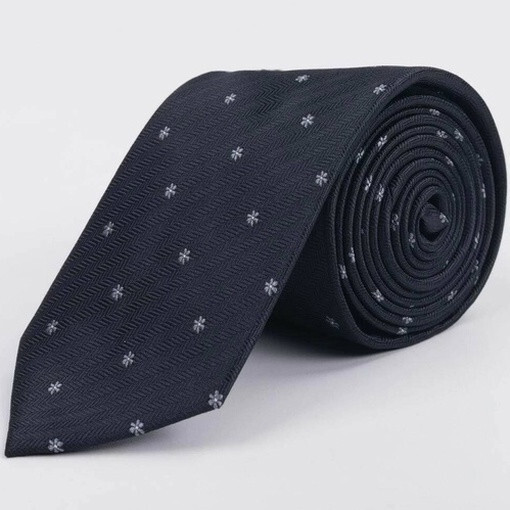 Кликните для увеличения изображения Черный галстук напрокат с редким белым цветочным узором для мужского костюма