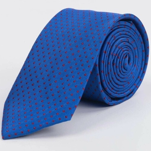 Кликните для увеличения изображения Синий галстук напрокат с красным мелким узором для мужского костюма