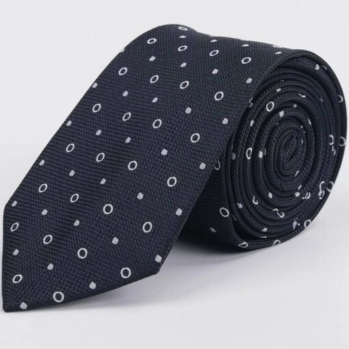 Кликните для увеличения изображения Черный фактурный галстук напрокат с белым узором для мужского костюма