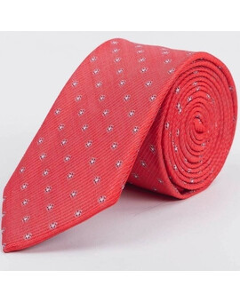 Прокат галстука светло-красного цвета с белым узором для мужских костюмов, изображение 1