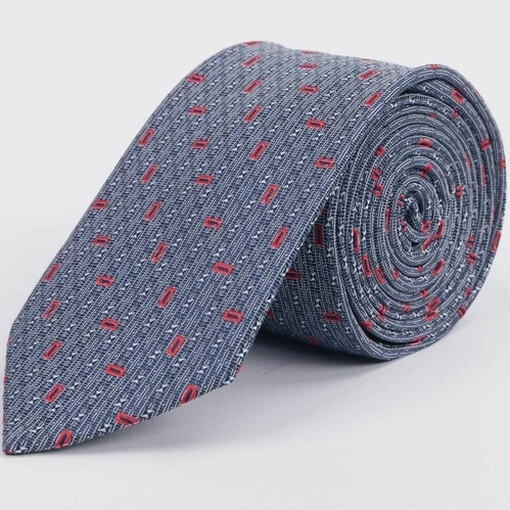 Кликните для увеличения изображения Серый галстук напрокат с красным прямоугольным узором для мужских костюмов