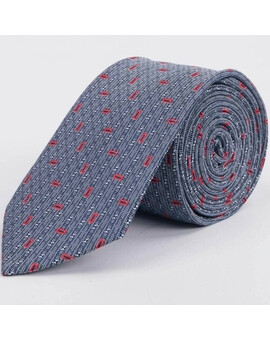 Серый галстук напрокат с красным прямоугольным узором для мужских костюмов, изображение 1