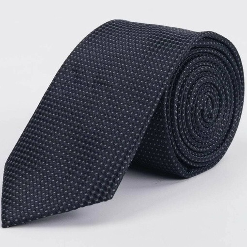 Кликните для увеличения изображения Черный галстук напрокат с мелким белым точечным узором для мужских костюмов