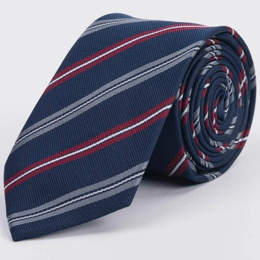 Кликните для увеличения изображения Синий галстук напрокат с выделенными разноцветными полосами для мужских костюмов