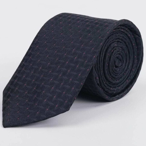 Кликните для увеличения изображения Черный фактурный галстук напрокат с точечным розовым узором для мужского костюма