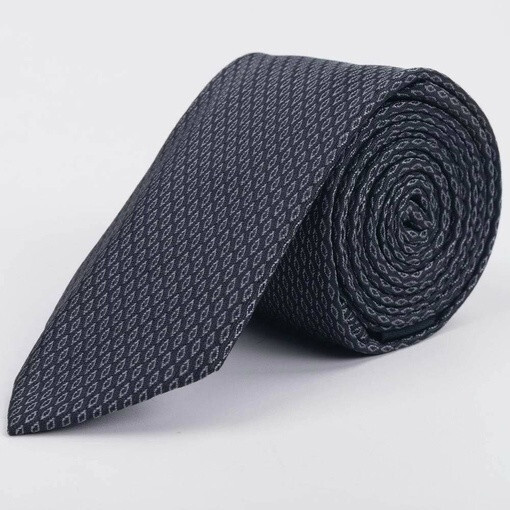 Кликните для увеличения изображения Галстук напрокат серого цвета с белым узором для мужских костюмов