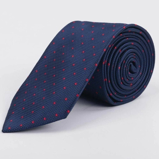 Кликните для увеличения изображения Галстук напрокат с фактурой синего цвета и мелким круглым узором для мужских костюмов