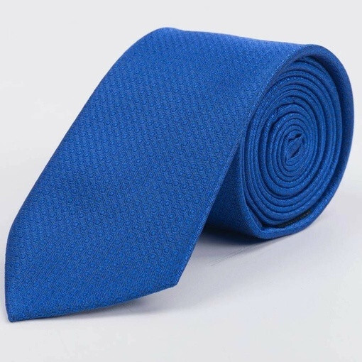 Кликните для увеличения изображения Галстук напрокат синего цвета с фактурным кольцевым узором для мужского костюма