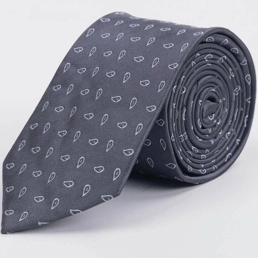 Кликните для увеличения изображения Серый галстук напрокат с белым каплевидным узором для мужских костюмов