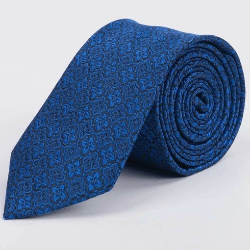 Кликните для увеличения изображения Галстук напрокат синего цвета с фактурным чередующимся узором для мужских костюмов