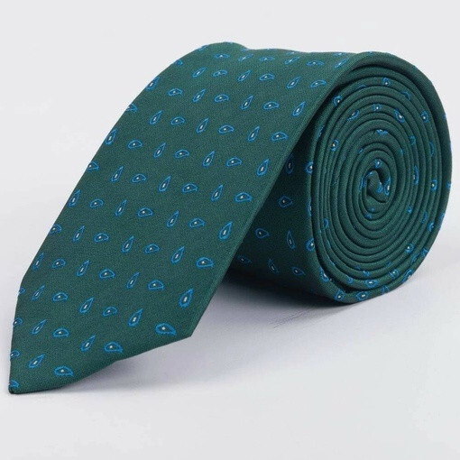 Кликните для увеличения изображения Галстук напрокат зеленого цвет с сине-белым узором для мужских костюмов