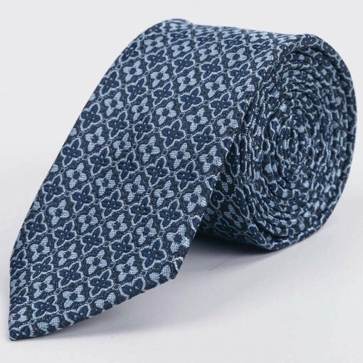 Кликните для увеличения изображения Галстук напрокат голубого цвета с фактурным чередующемся узором для мужских костюмов