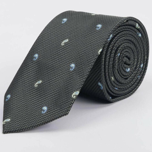 Кликните для увеличения изображения Галстук напрокат с фактурой зеленого цвета и двухцветным узором для мужского костюма