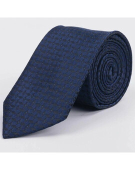 Галстук напрокат синего цвета с ромбовидным и точечным узором для мужского костюма, изображение 1