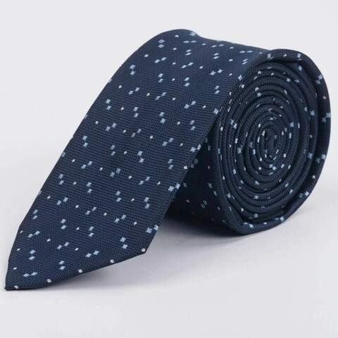 Галстук напрокат синего цвета с двумя видами узоров квадратной формы для мужского костюма