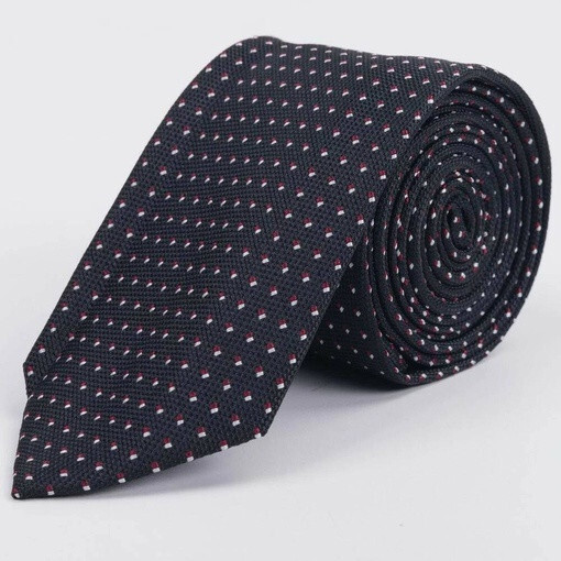 Кликните для увеличения изображения Черный галстук в аренду с кросно-белым узором для мужского костюма