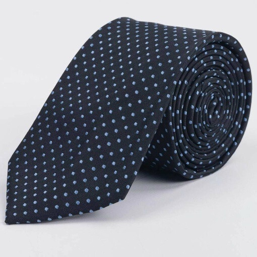 Кликните для увеличения изображения Черный галстук в аренду с голубым узором круглой формы для мужского костюма