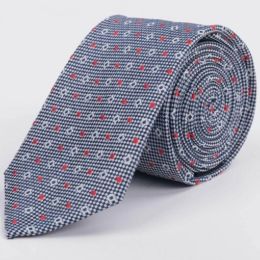 Кликните для увеличения изображения Фактурный галстук серого цвета в аренду с узорами оранжевого и белого цвета для мужского костюма