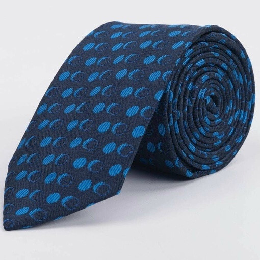 Кликните для увеличения изображения Галстук напрокат синего цвета с двухцветным узором овальной формы для мужских костюмов