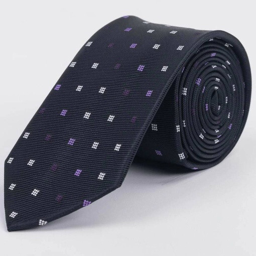 Кликните для увеличения изображения Галстук напрокат черного цвета с разноцветным узором квадратной формы для мужских костюмов