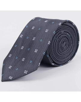 Галстук фактурный напрокат серого цвета с цветочным и квадратным для мужских костюмов, изображение 1